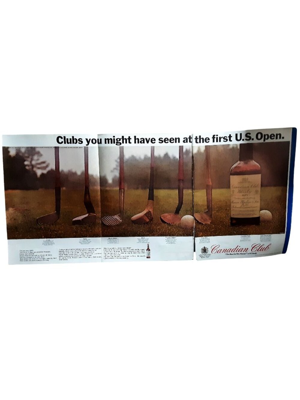 1967 Canadian Club Golf Whiskey 3 Page Vintage Bar Decor Wall Art